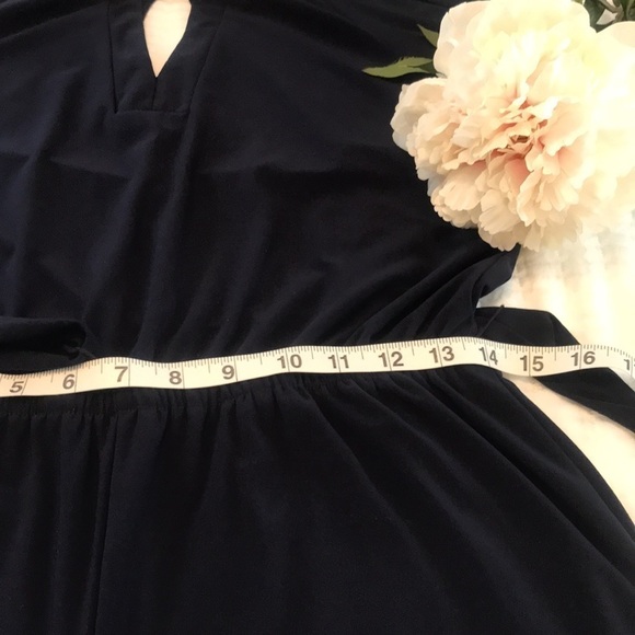 Emma & Michele Navy Cropped Jumper Jumpsuit Wide Legs Women’s Size Small - Picture 12 of 15